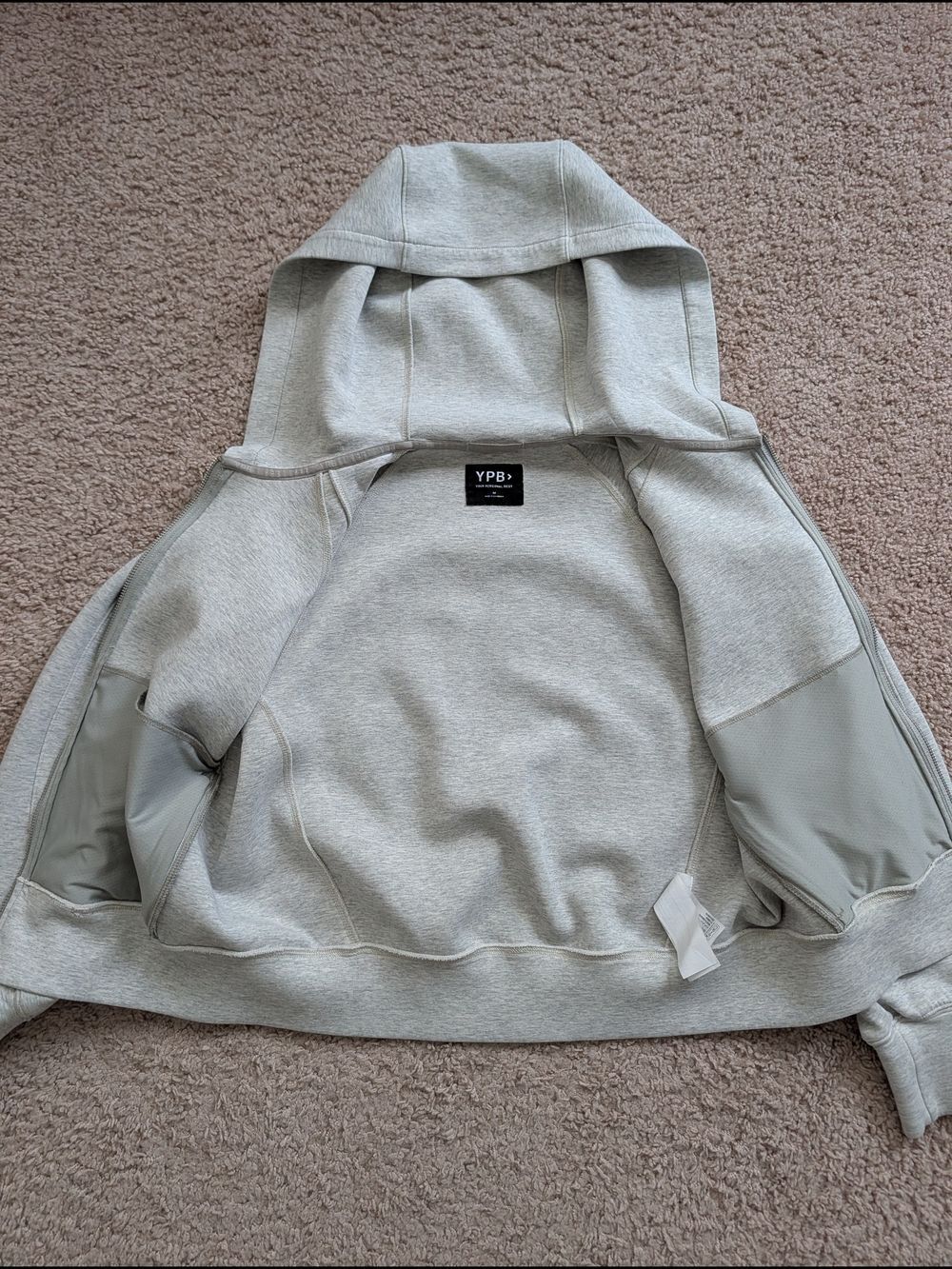 YPB Abercrombie Womens Marl Grey neoKNIT MAX Full-Zip Hoodie Size Medium - Picture 3 of 9